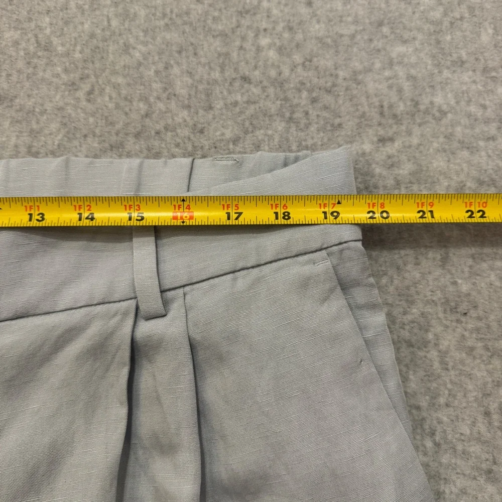 H&M Women Linen‎ Blend Pleated Trousers Light Blue Grey US 20 NEW